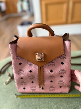 MCM Stark Pink and Cognac Mini Backpack NWT